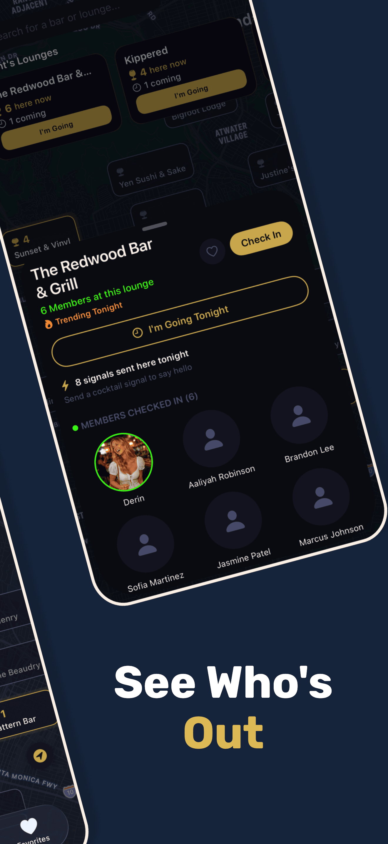 CocktailConnect see who's out screenshot